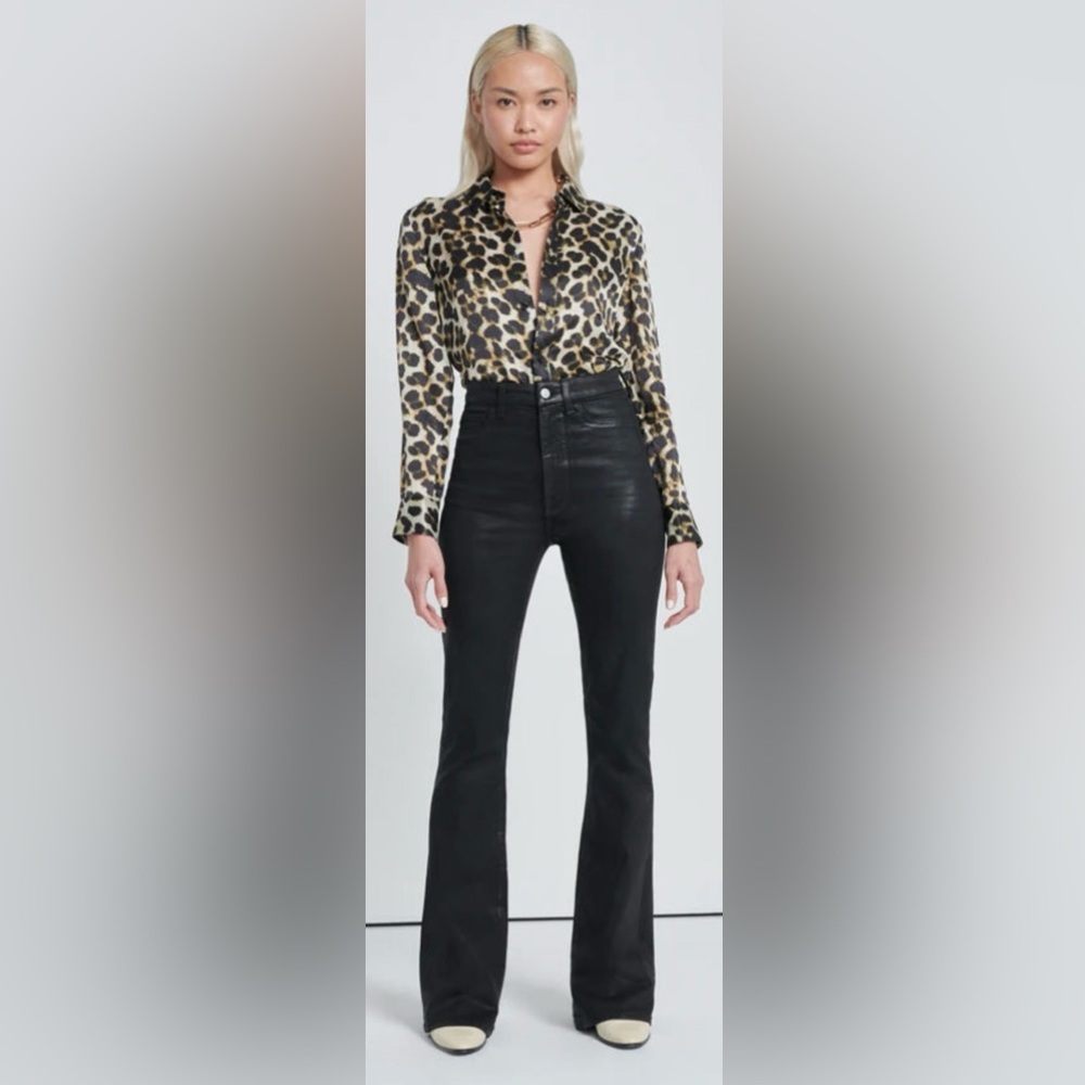 NWT 7 For All Mankind Ultra High Rise Skinny Bootcut - Coated Black Women’s 26